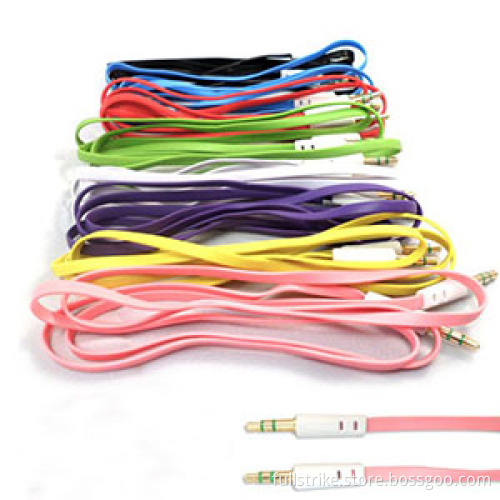 3.5mm Stereo Audio Auxiliary Aux Colorful Flat Cable for iPhone Smartphone